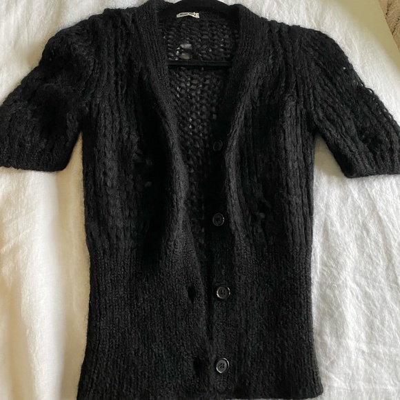Miu Miu Mohair-Blend Open Knit Cardigan